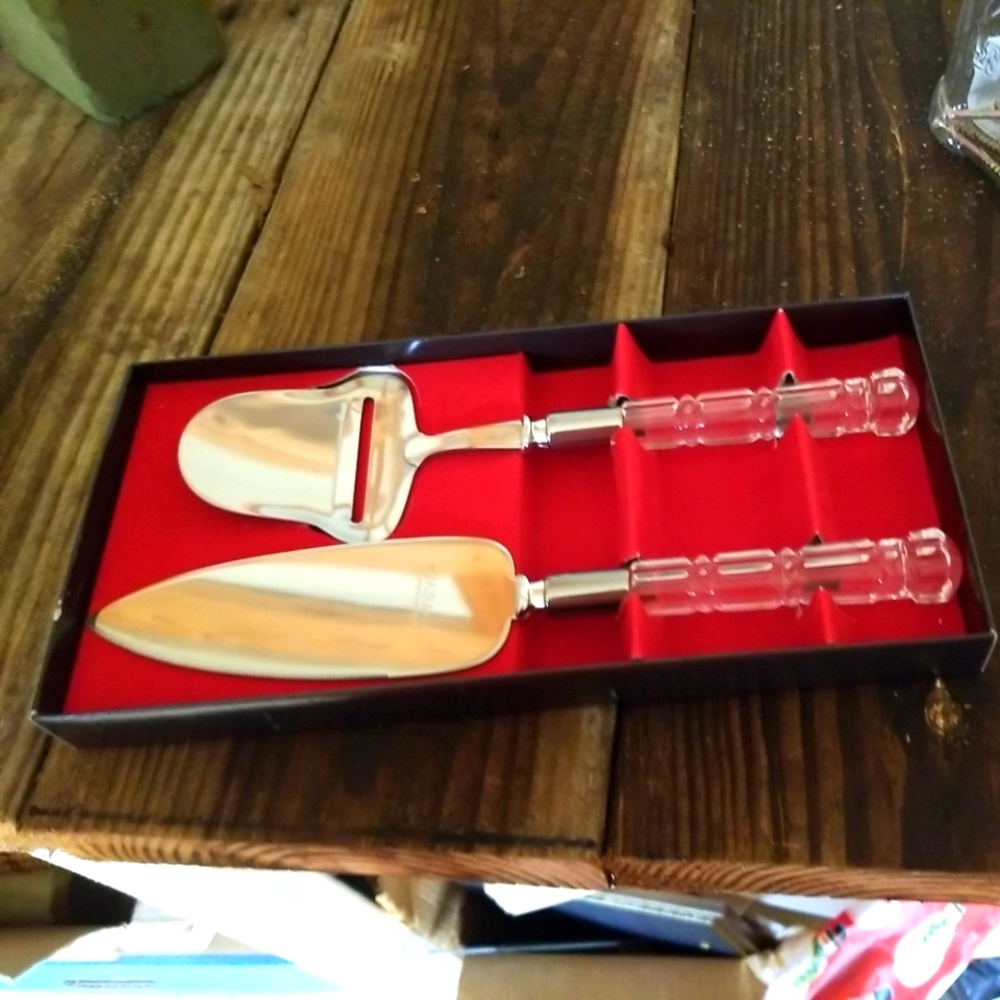 Vintage Mirage Hostess Helper Serving Set by Robinson Acrylic Handle Cake~Cheese